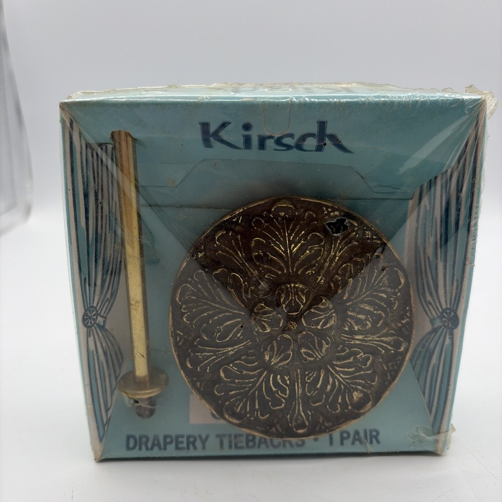 Vintage Kirsch Decorative Drapery Holdbacks Pair Floral Round Bronzed New